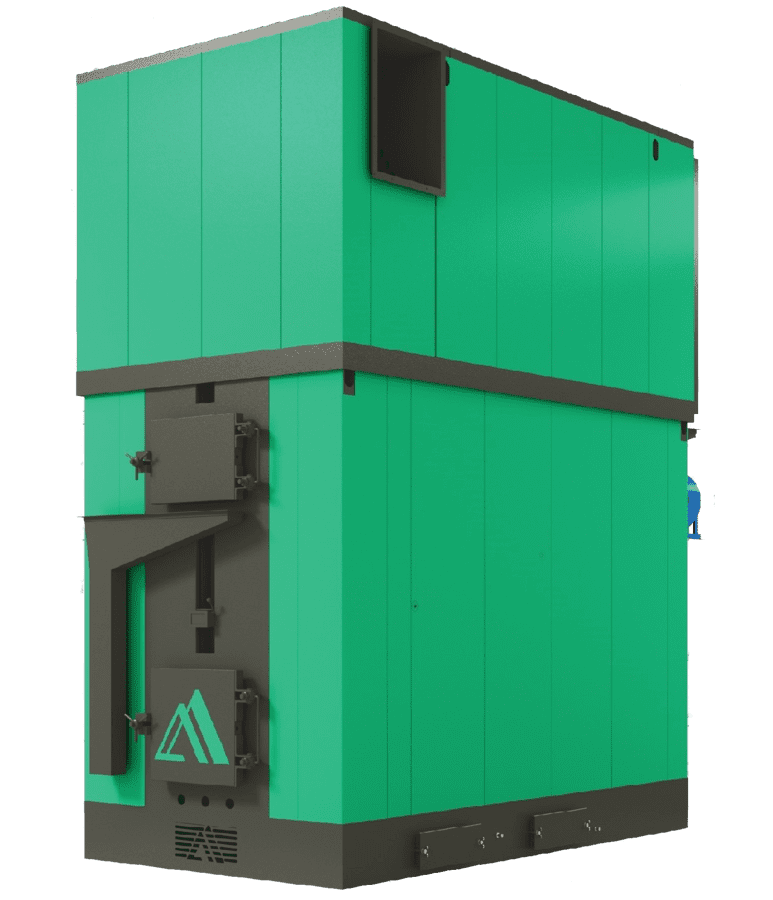 Boilers for sawdust, wood chips, bark and wood waste