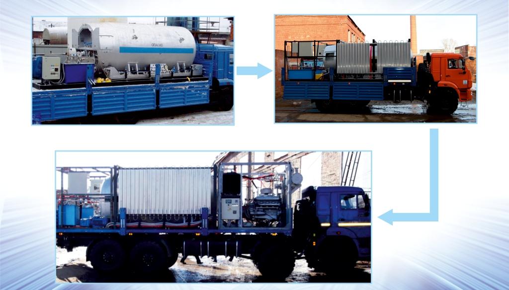 Gasification unit ГУ 7,4 for increase of oil recovery of layer