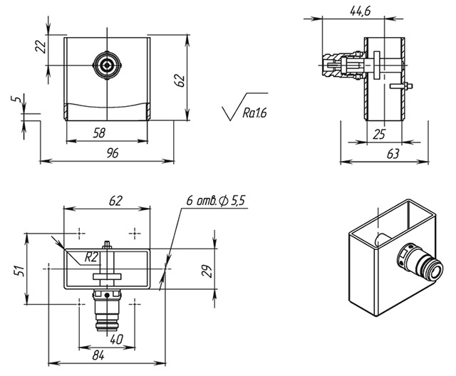 Coaxial-waveguide transition №1