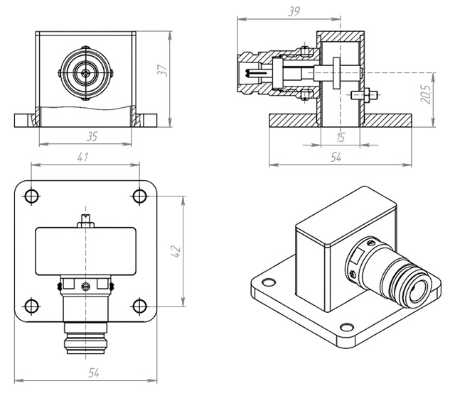 Коаксиально-волноводный переход №2