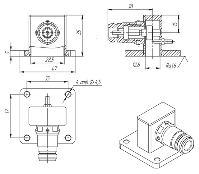 Coaxial-waveguide transition №3