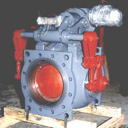 Electromechanical gate valve with rotary-clamping damper Du-250/300