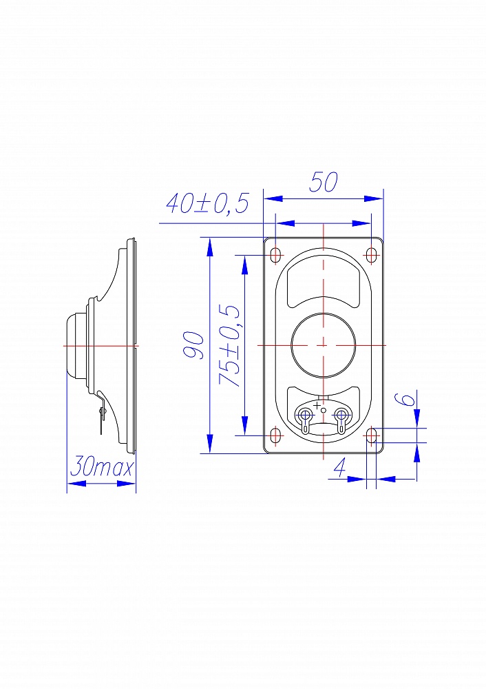 Головки громкоговорителей Р90х50Ш5-21 (8 Ом), Р90х50Ш5-22 (16 Ом)