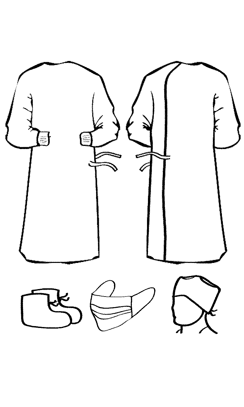 Set of surgical clothing p. 52-54, sterile