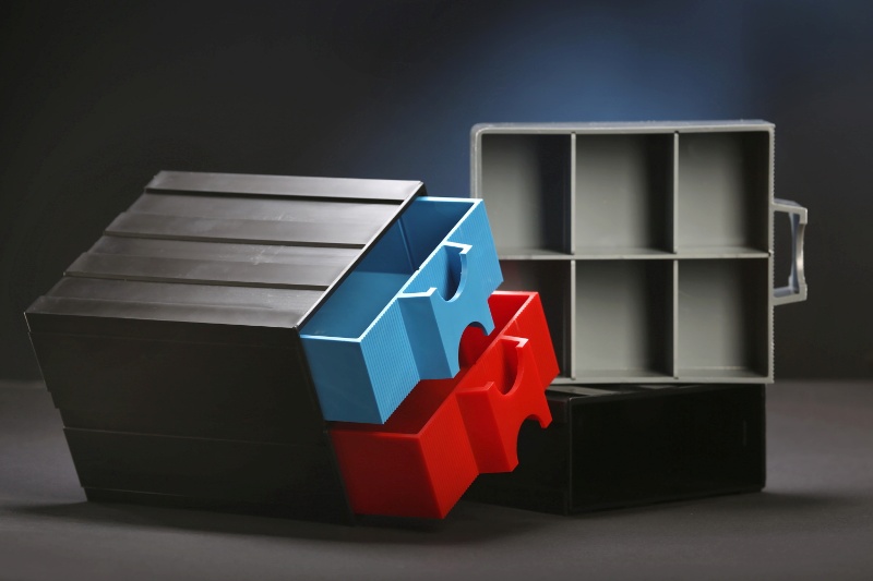 Sectional box for storage of hardware