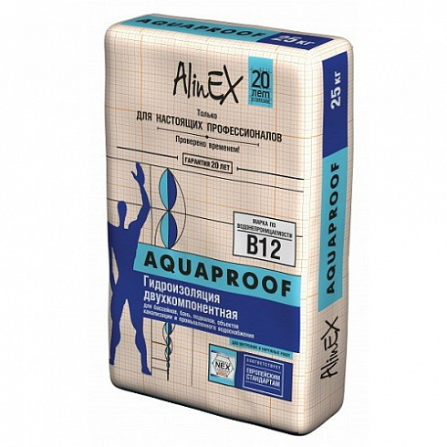 Двухкомпонентная гидроизоляционная смесь AlinEX «AQUAPROOF», 25 кг