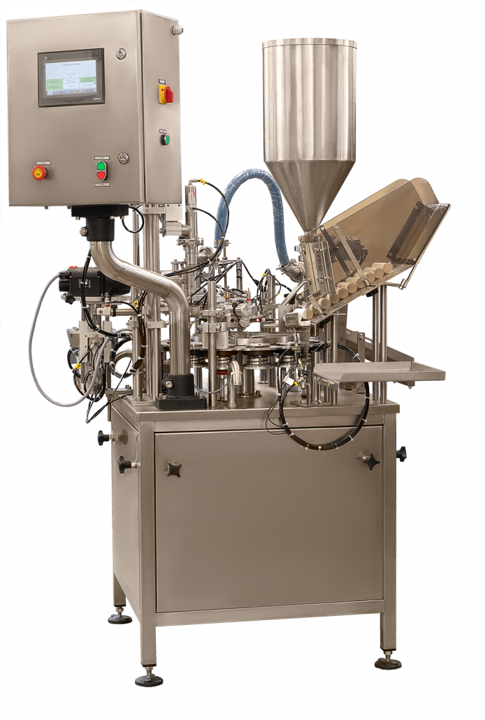 The machine for filling products into tubes