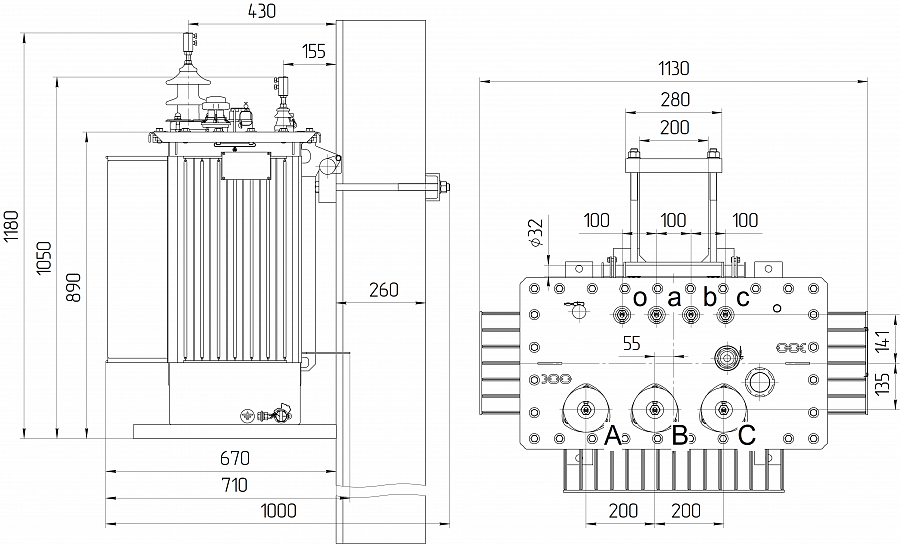 Transformer TMG–160-10(6)/0.4 (pillar)