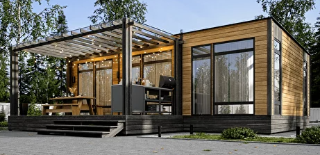 Modular house of three blocks