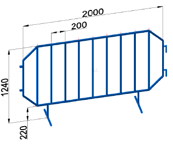 Metal mobile fence with standard supports