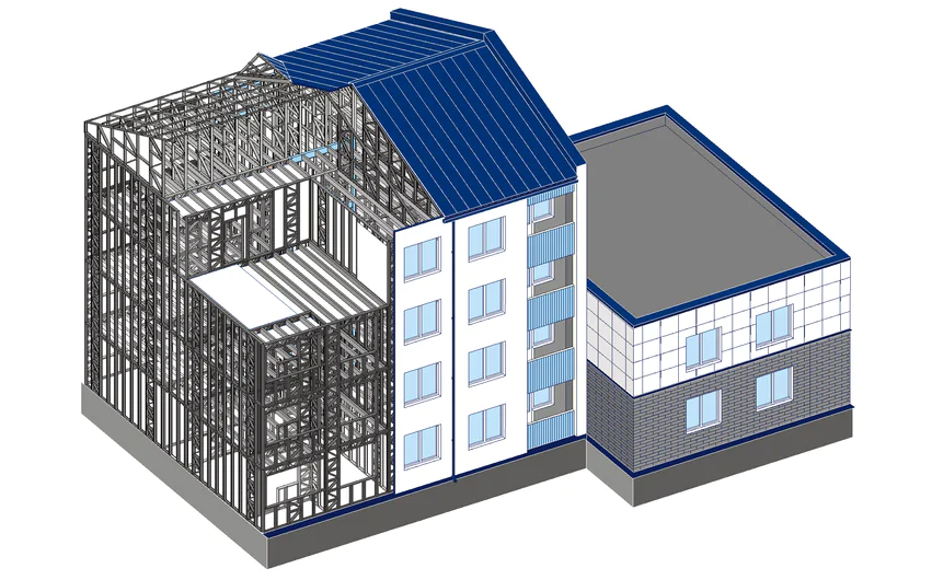 Prefabricated residential buildings and public buildings made from light steel frames