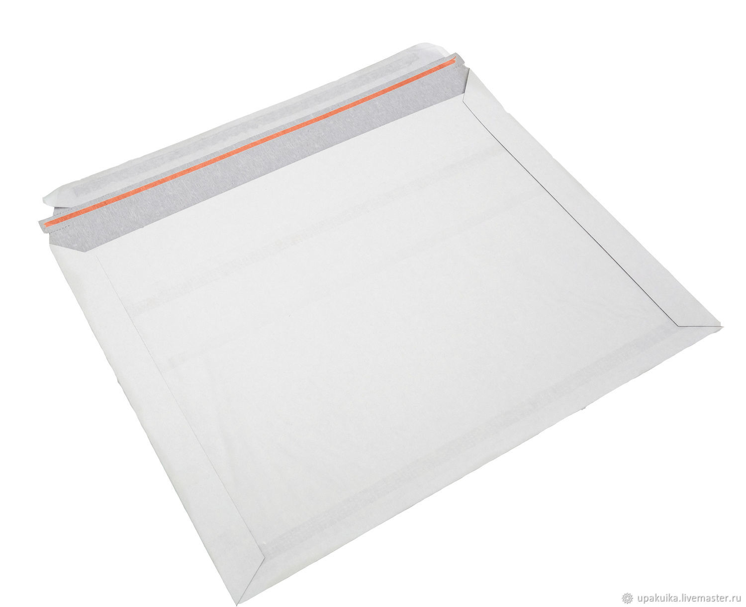 Cardboard courier envelope with pocket, white